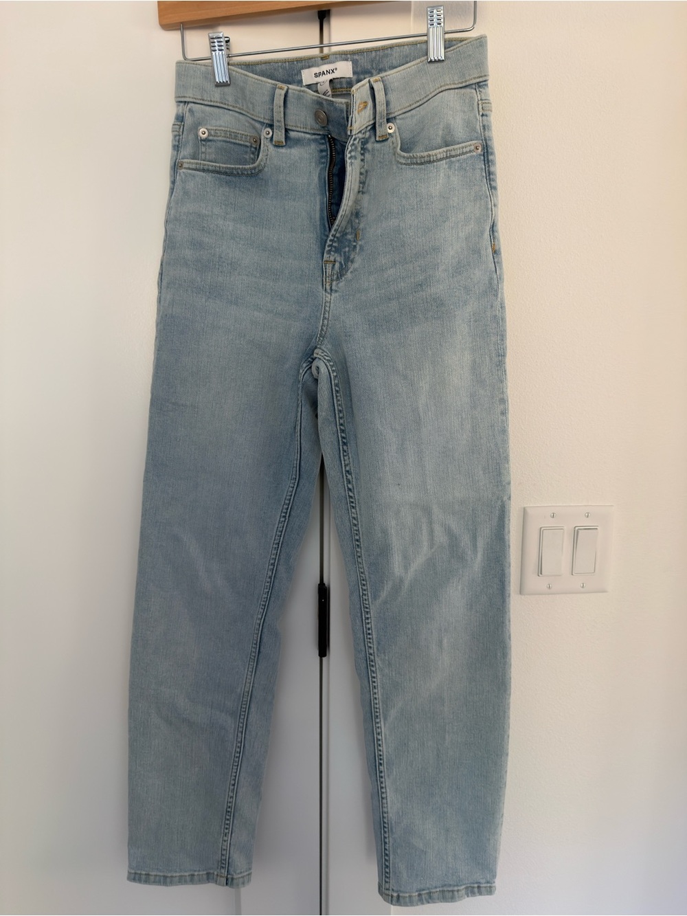 SPANX Light Wash High-Rise Straight Jeans